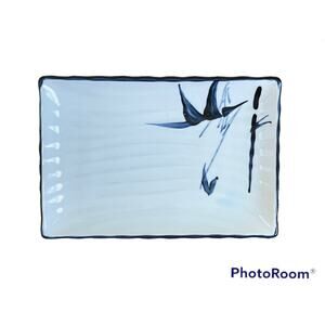 Vintage Rectangular Blue Bamboo Sushi Plate